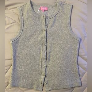 Edikted Gray Button Down Sleeveless Top
